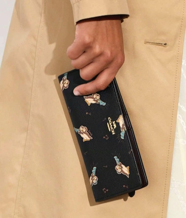 Coach Slim Zip Wallet with Penguin Print Black Multi CF540