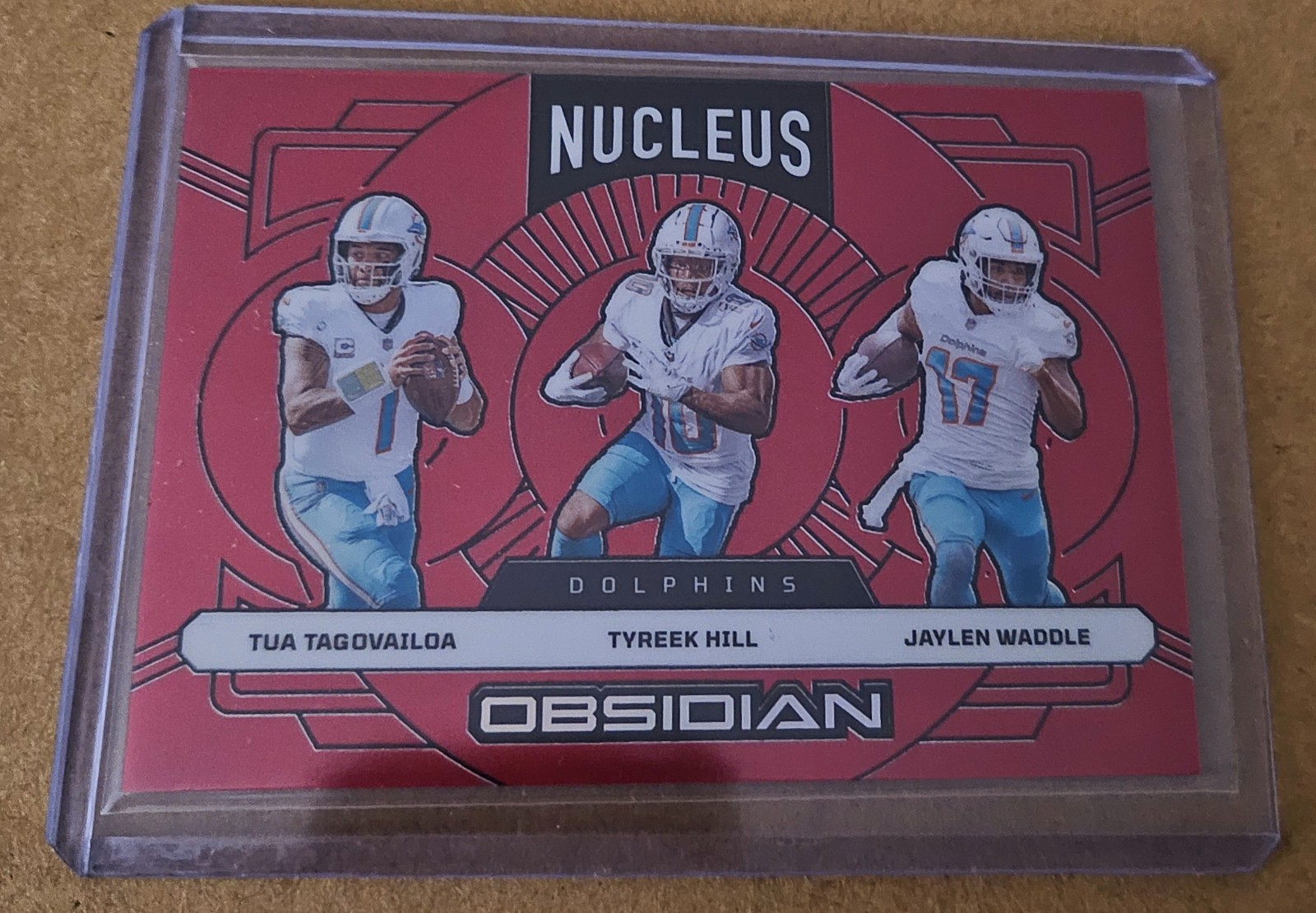 2024 Panini Obsidian Tua/Hill/Waddle Miami Dolphins Nucleus /75