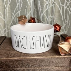 Rae Dunn Rd DACHSHUND Dog Puppy Pet Bowl new hrf vhtf home
