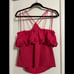 Anthropologie XL Pink Lace-Trimmed Off-Shoulder Top