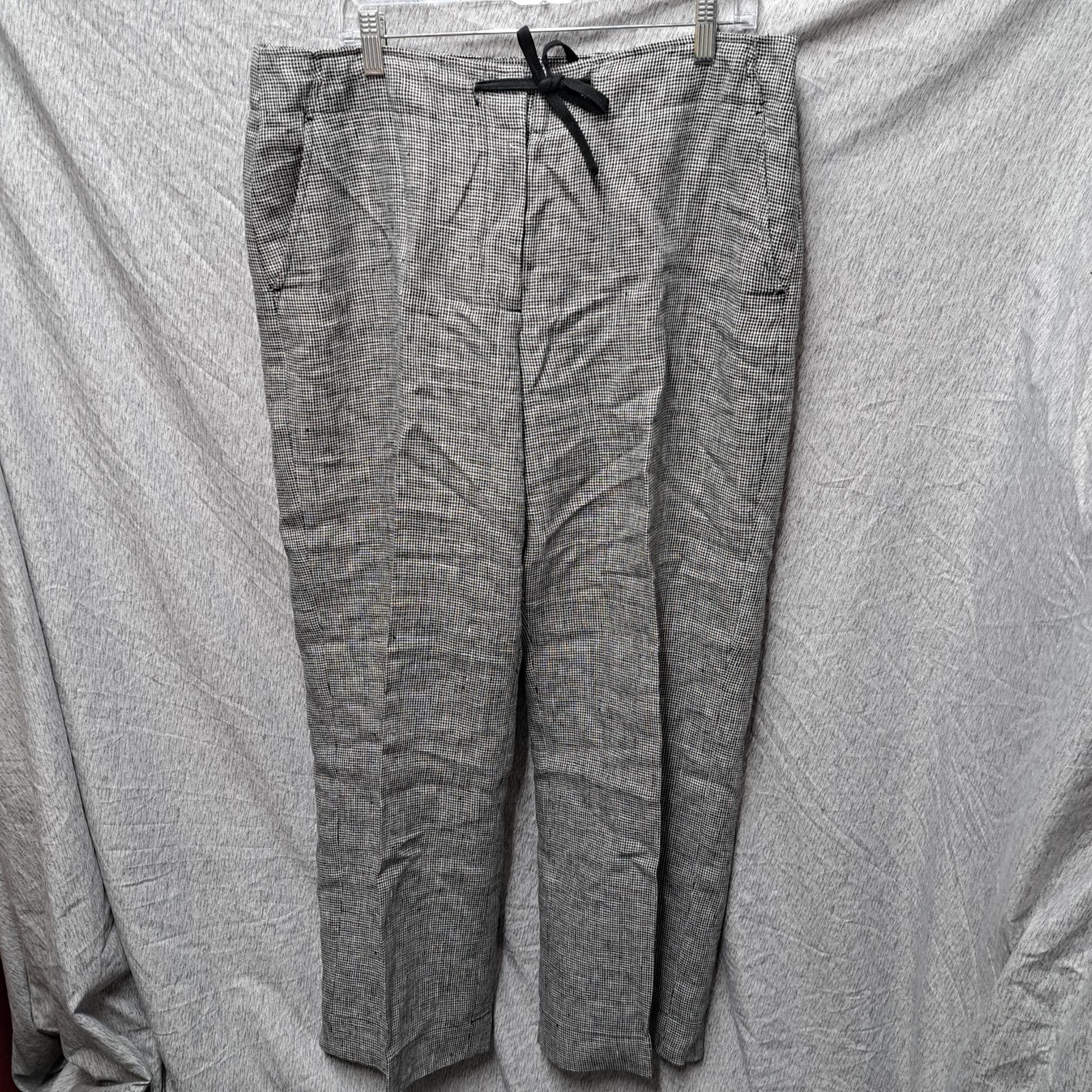 Orvis women's  black and white 100% linen drawstring trousers size 16
