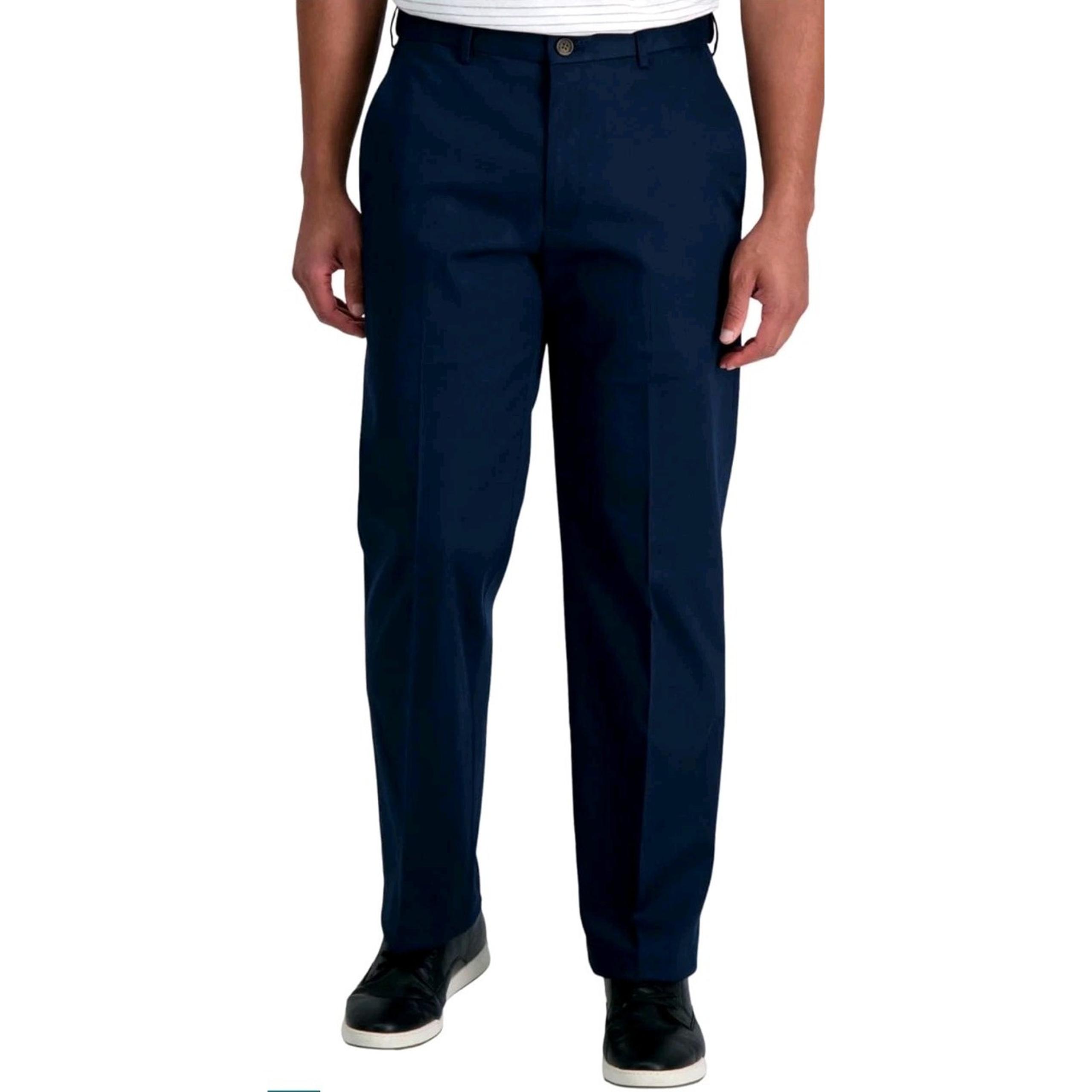 Haggar Mens Black Classic Fit Iron Free Premium Khaki Pants 36x32 NWT Navy