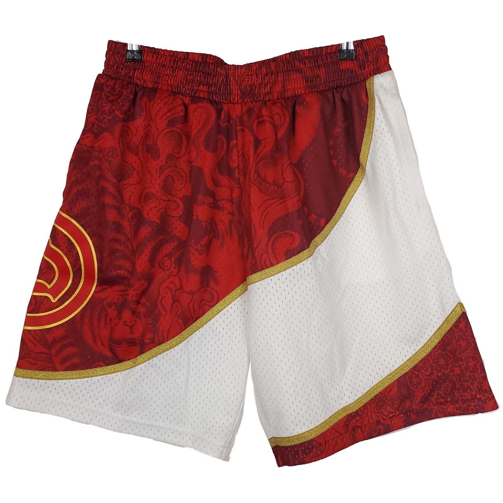 Atlanta Hawks Mitchell & Ness NBA Large Jersey Shorts CNY Tiger Red White New