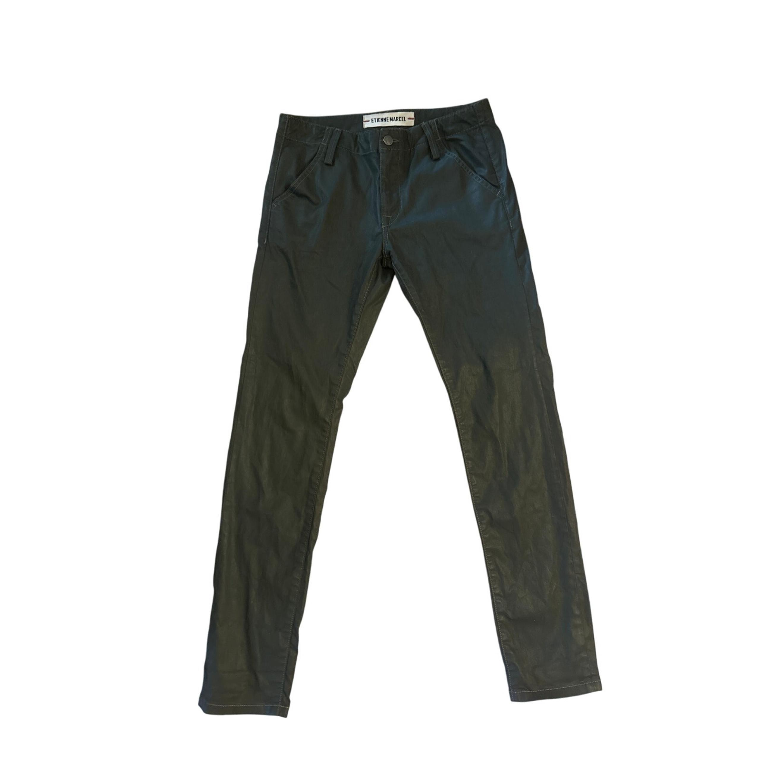Women 25 Etienne Marcel Coated Denim Green Skinny Jeans Pants Cotton Stretch