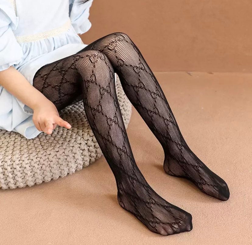 Designer black stockings