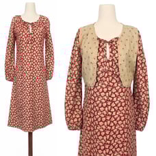 1960s Shift Dress Cropped Vest Set 60s Vintage Hippie 1970s Boho 1970s Bohemian