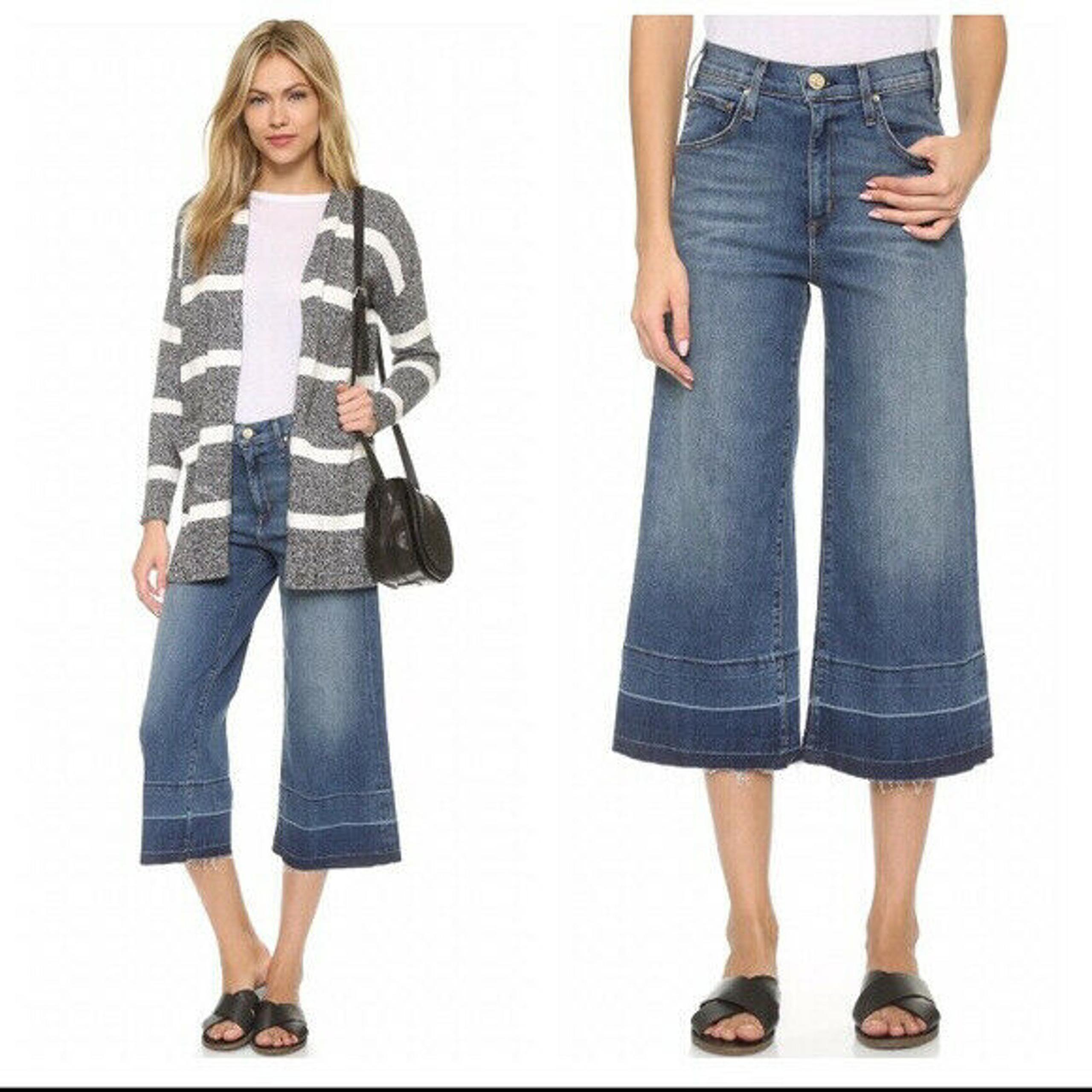 NWT McGuire $230 Bessette High Rise Wide Leg Raw Hem Culotte Jeans Womens 28