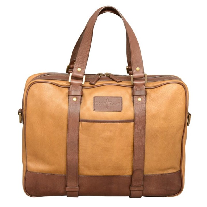 Cole Haan Rustic Leather Zip Top Briefcase Laptop Bag - Retail 528