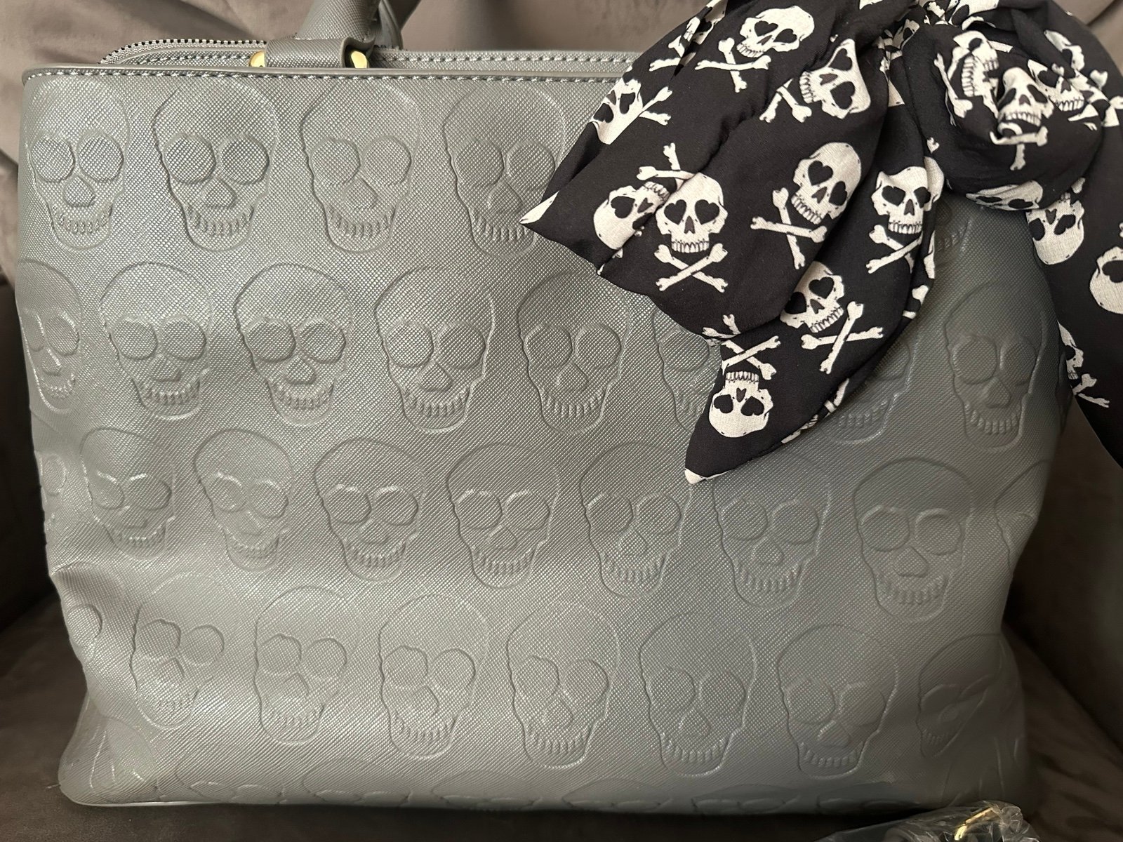 Betsey Johnson Gray Skull Purse