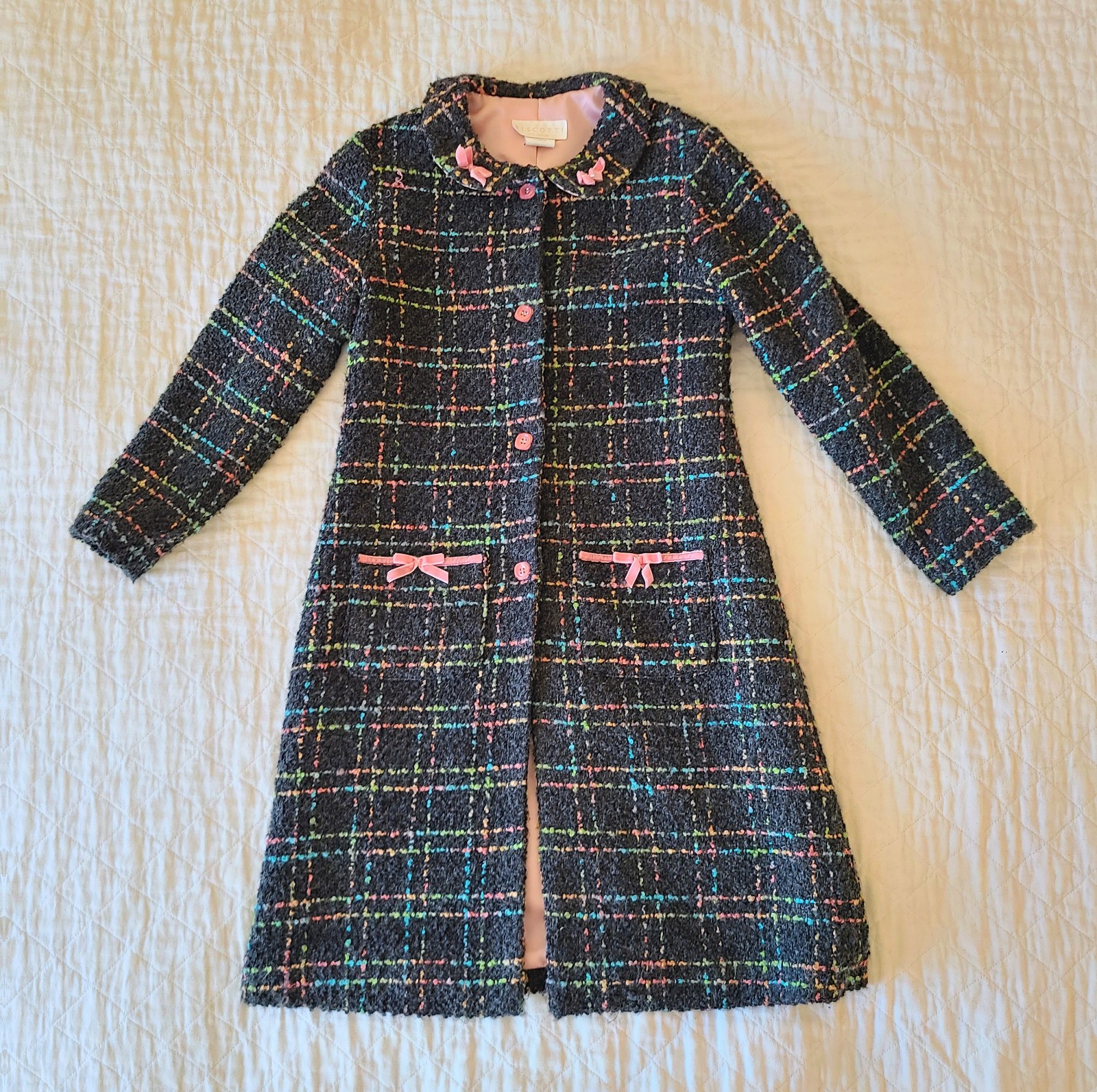 Biscotti Collection Girls Long Tweed Coat, size 12