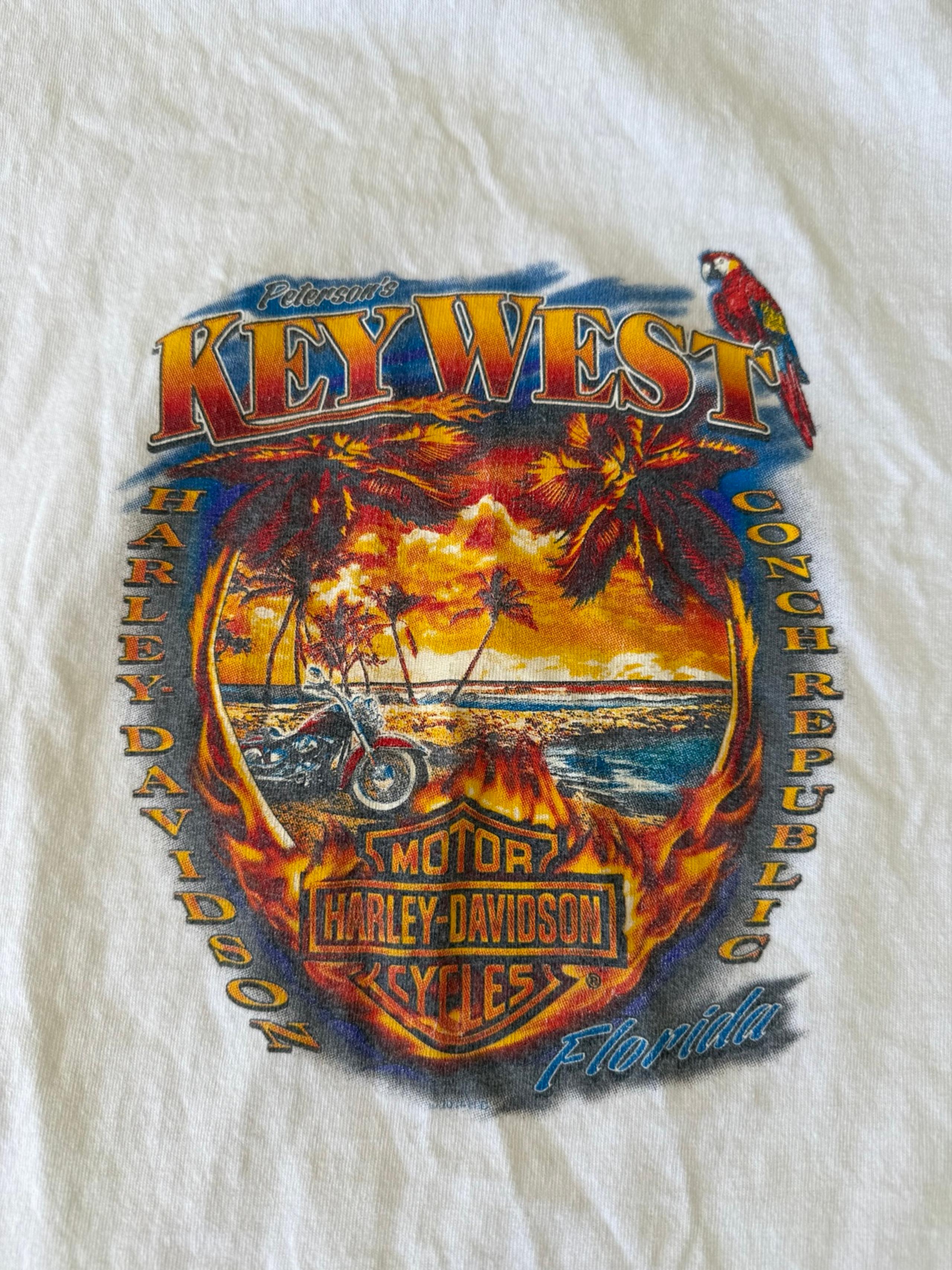 Harley Davidson Men’s White Sleeveless Key West Florida Large Tank Top Parrot