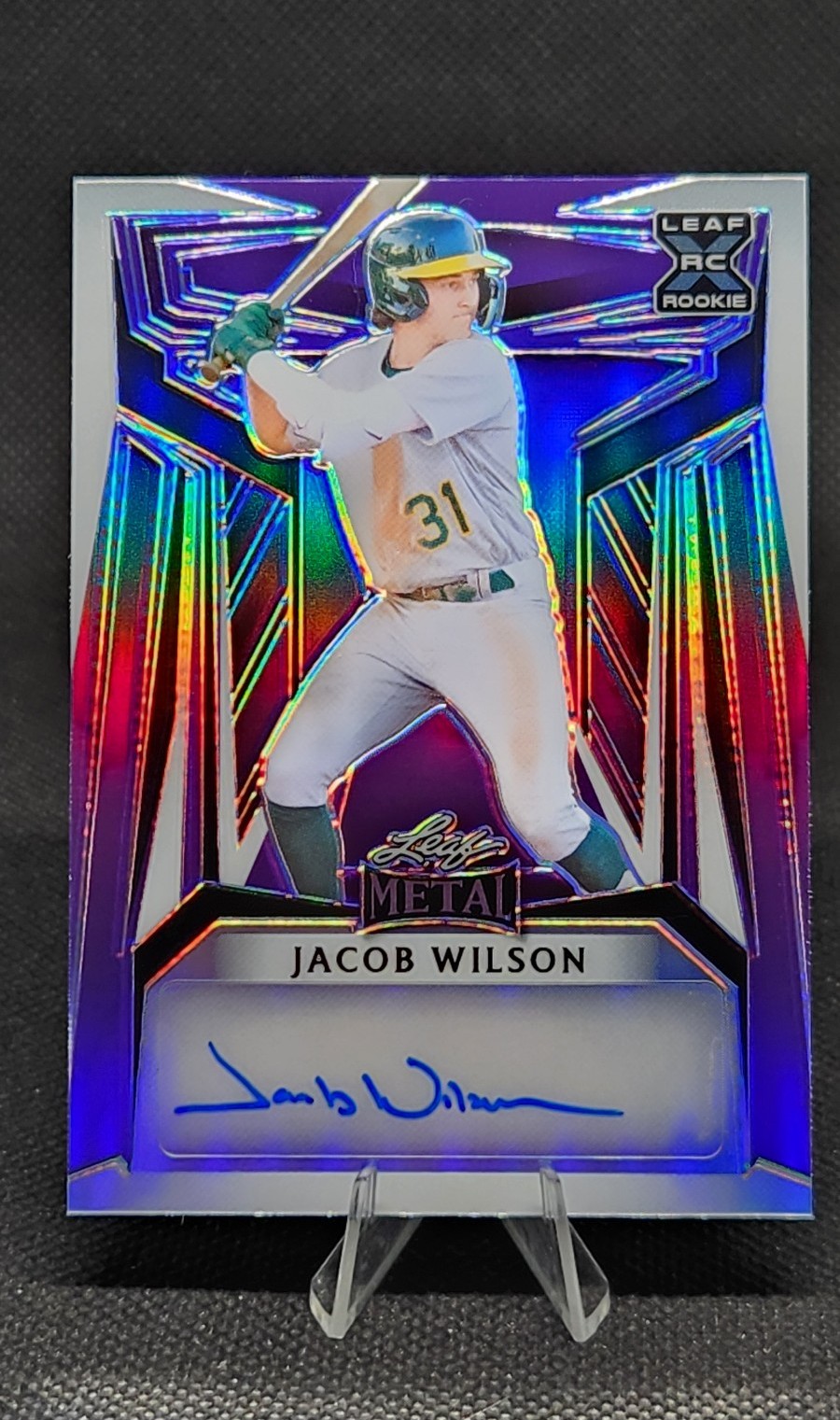 2023 Leaf Metal Jacob Wilson Purple Auto Autograph /8 Oakland Athletics A's