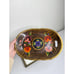 Stunning Vintage Mexican Folkart Floral Handpainted Dark wooden Decorative tray,