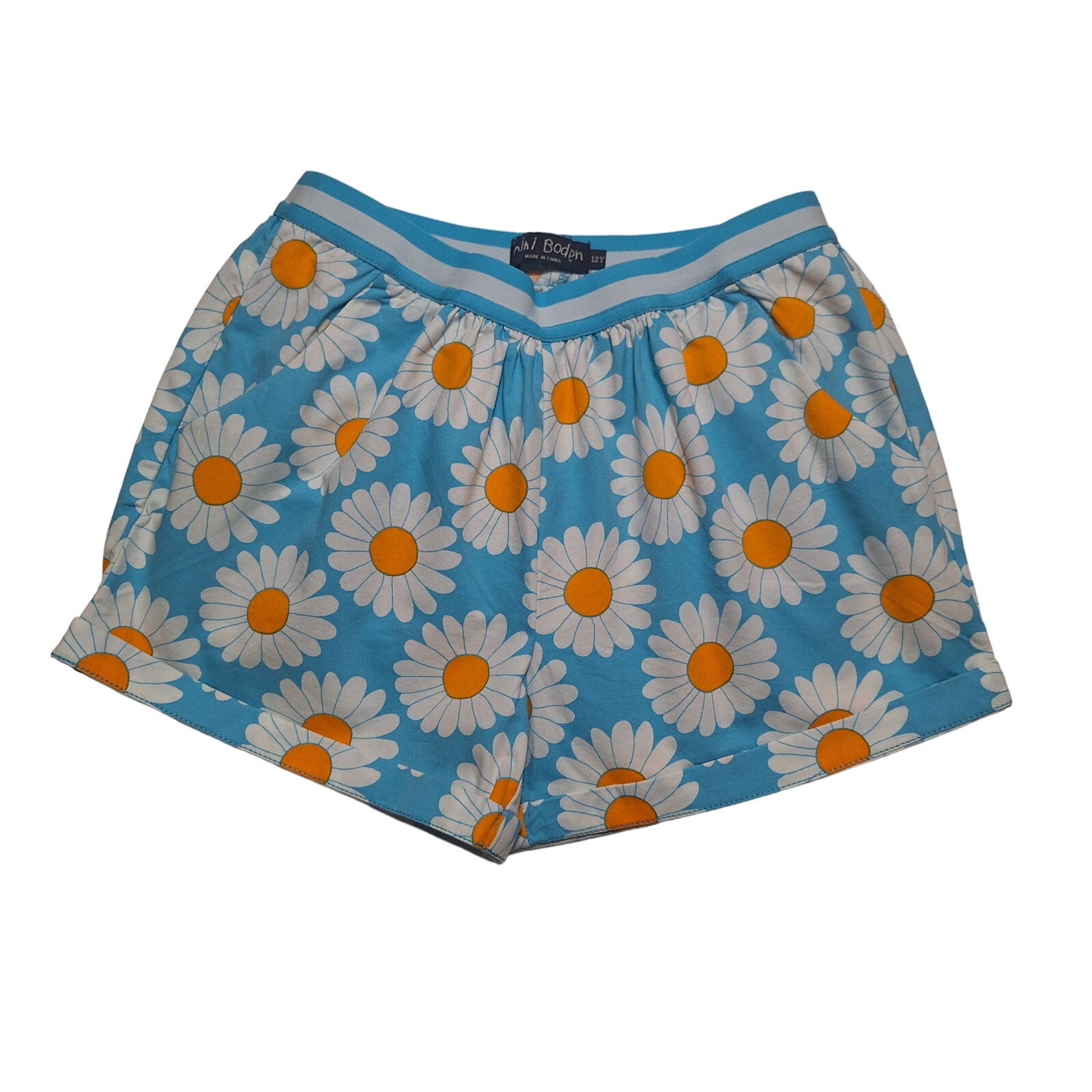 Mini Boden cotton poplin daisy print shorts
