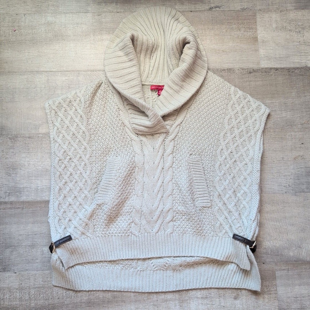 Saks Fifth Avenue Lambswool Blend Cable Knit Sweater Vest Sz L