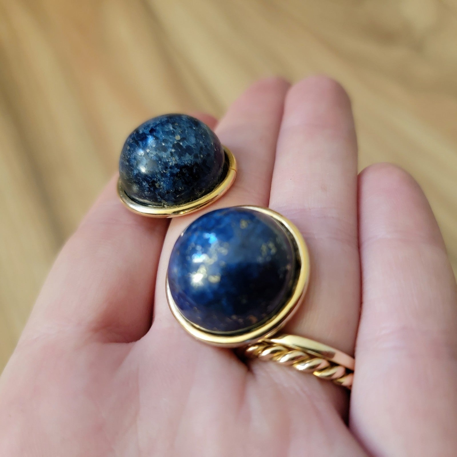 Vintage Estate Lapiz Lazuli Blue Huge Cobachan Stud Earrings Dauplaise