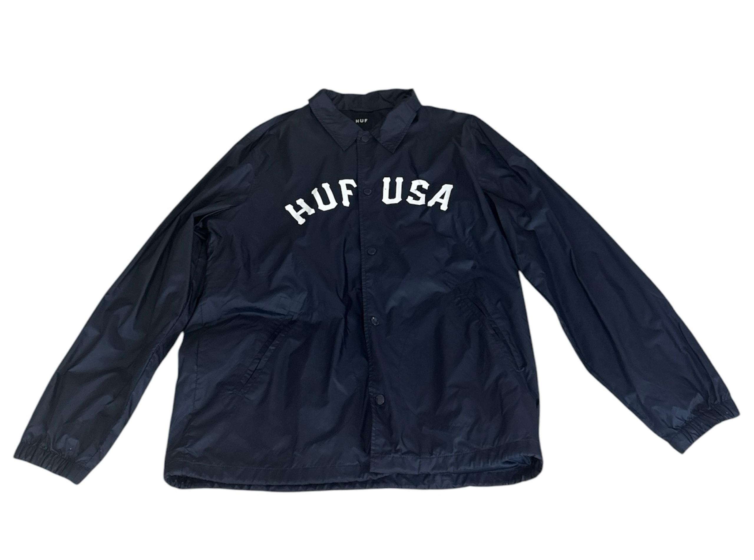 Jacket Men’s Large USA Navy Coach Windbreaker Neck Pocket - HUF