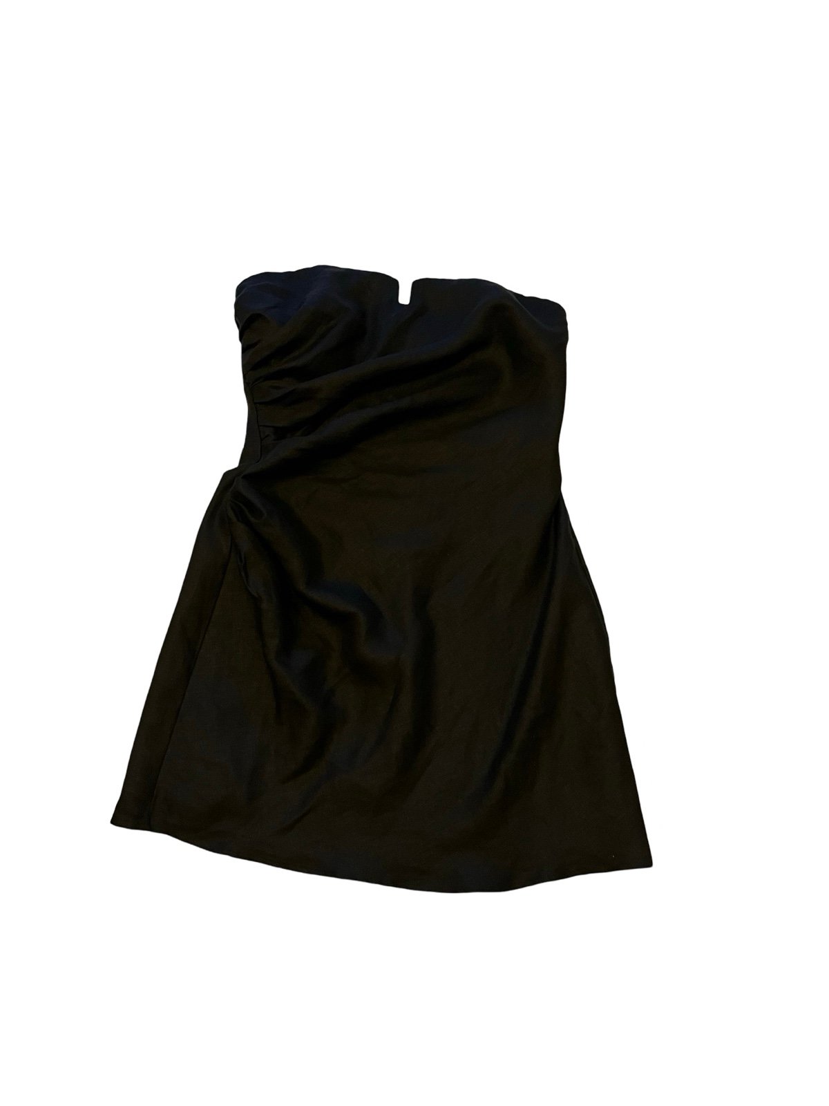 Reformation Abeni Strapless Linen Mini Black Dress Sz 12 Vacation Holiday Beach