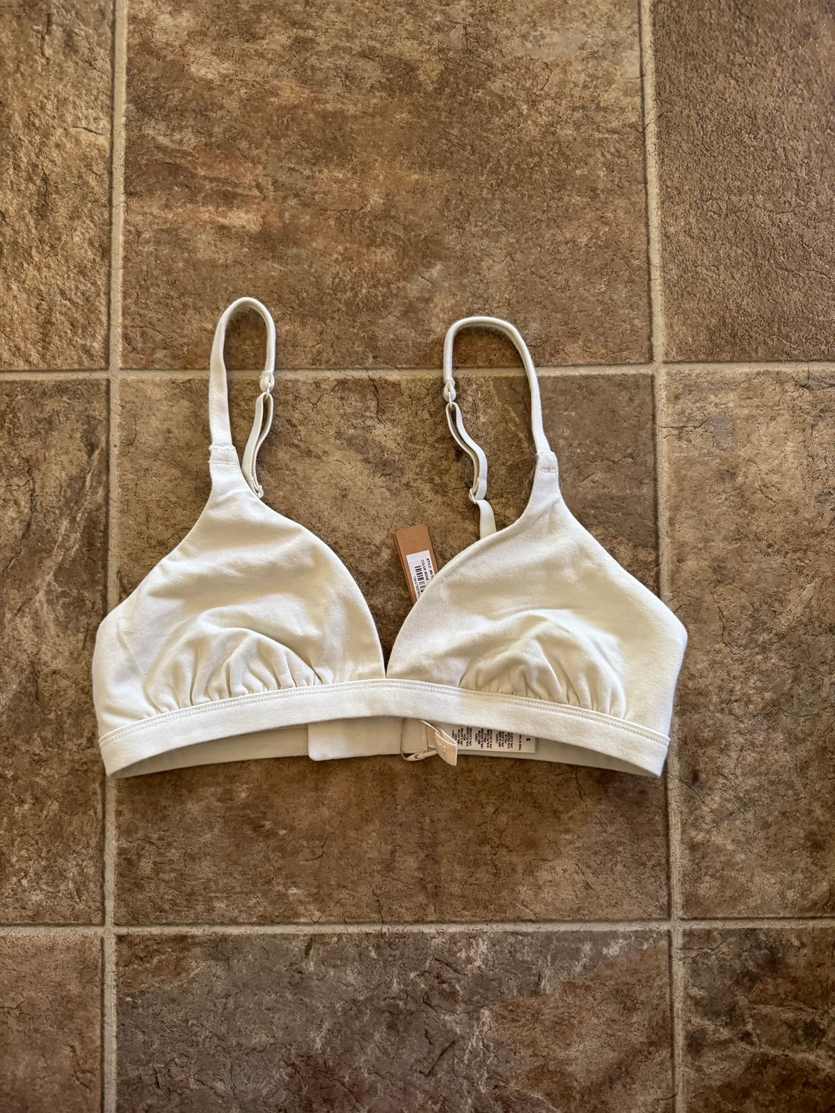 Skims Cotton Jersey Triangle Bralette Bone Size Small
