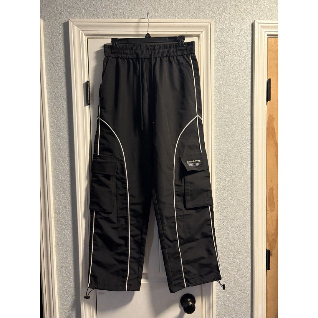 Rare Y2K Mens Small One-C077qu Streetwear Cargo Tech Pants Joggers 1978 Black