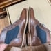 HELM Boots Men's Lace-up Leather Brown w/ Blue Denim Side Panels Size 7