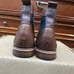 HELM Boots Men's Lace-up Leather Brown w/ Blue Denim Side Panels Size 7