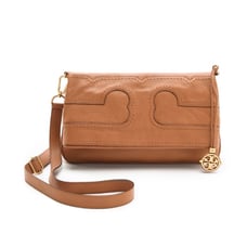 Tory Burch Amalie Fold Over Tan Leather Messenger Bag RARE