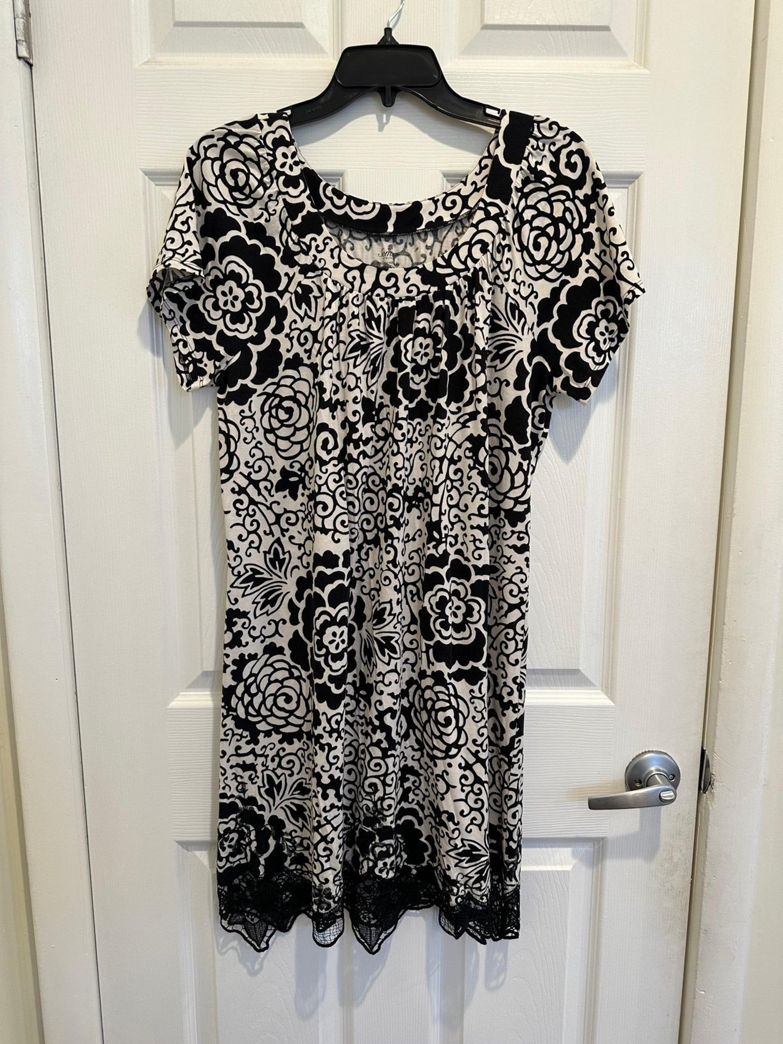 Soma Scoop Neck Tunic Dress Black & White