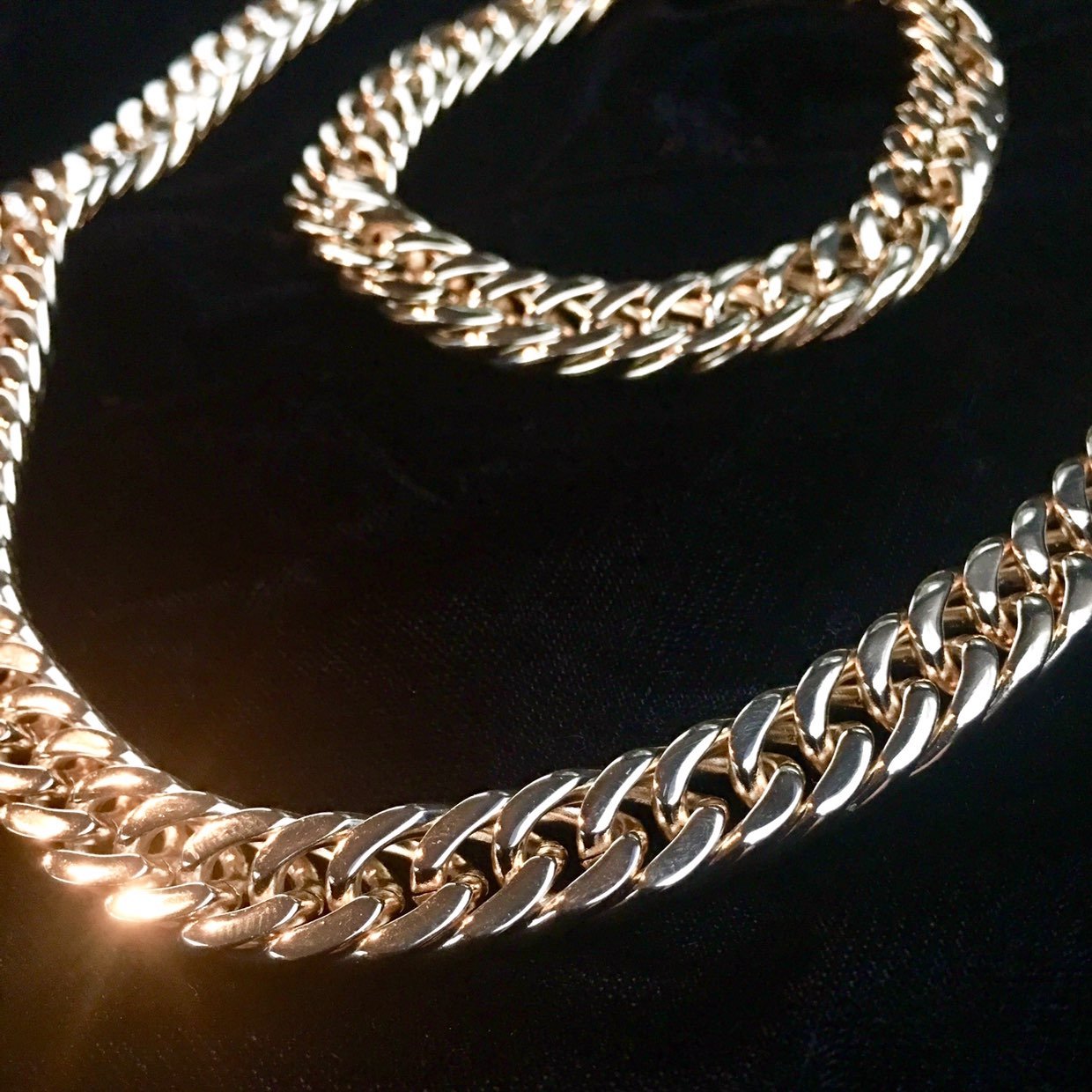 DOUBLE CUBAN LINK CHAIN 18K GOLD ITALY