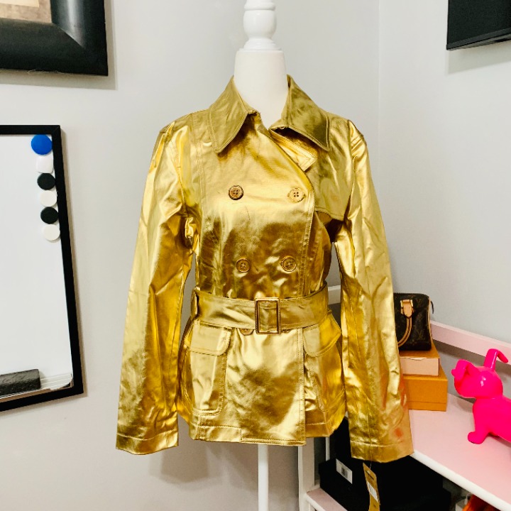 LAUREN RALPH LAUREN TRENCH COAT JACKET GOLD MSRP 200