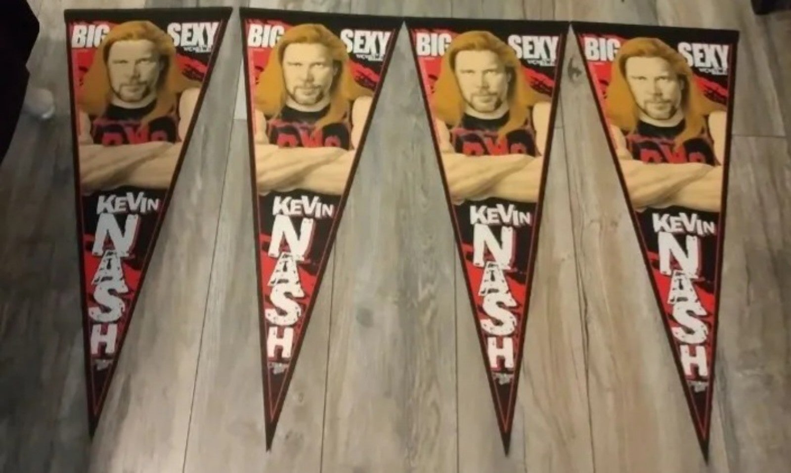 Kevin Nash Big Sexy aka Diesel WCW nWo, 4 pennant lot, WWE, WWF, near mint