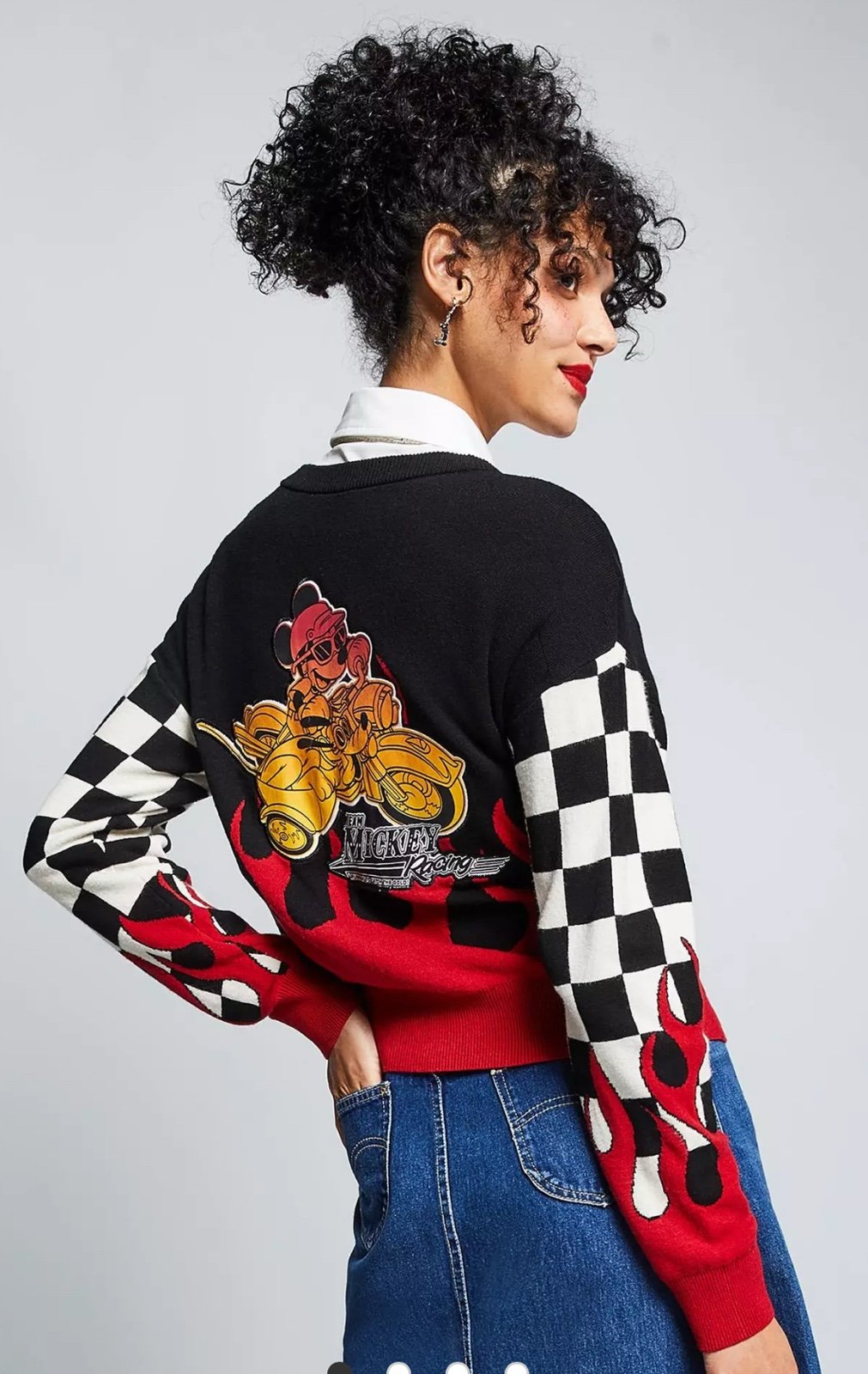 Disney Mickey Mouse Motorcycle Flames Women's Cardigan - FIRM PRICE