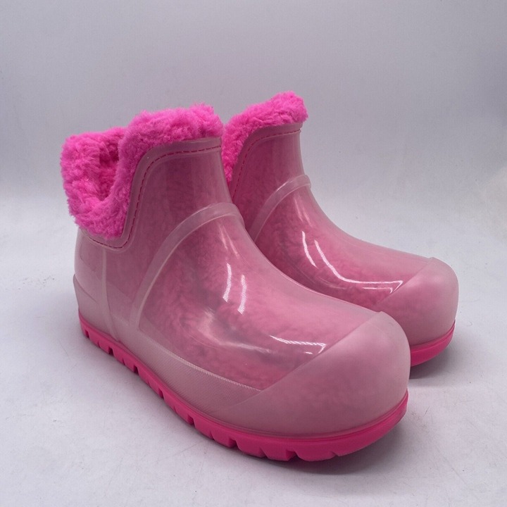 UGG Raincloud Clear Waterproof Rain Boot Taffy Pink 1132070 Women’s Size 6