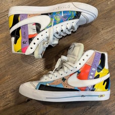 Nike Ruohan Wang x Blazer Mid 77 Flyleather Earth Day Multicolor Sz 4 EUC