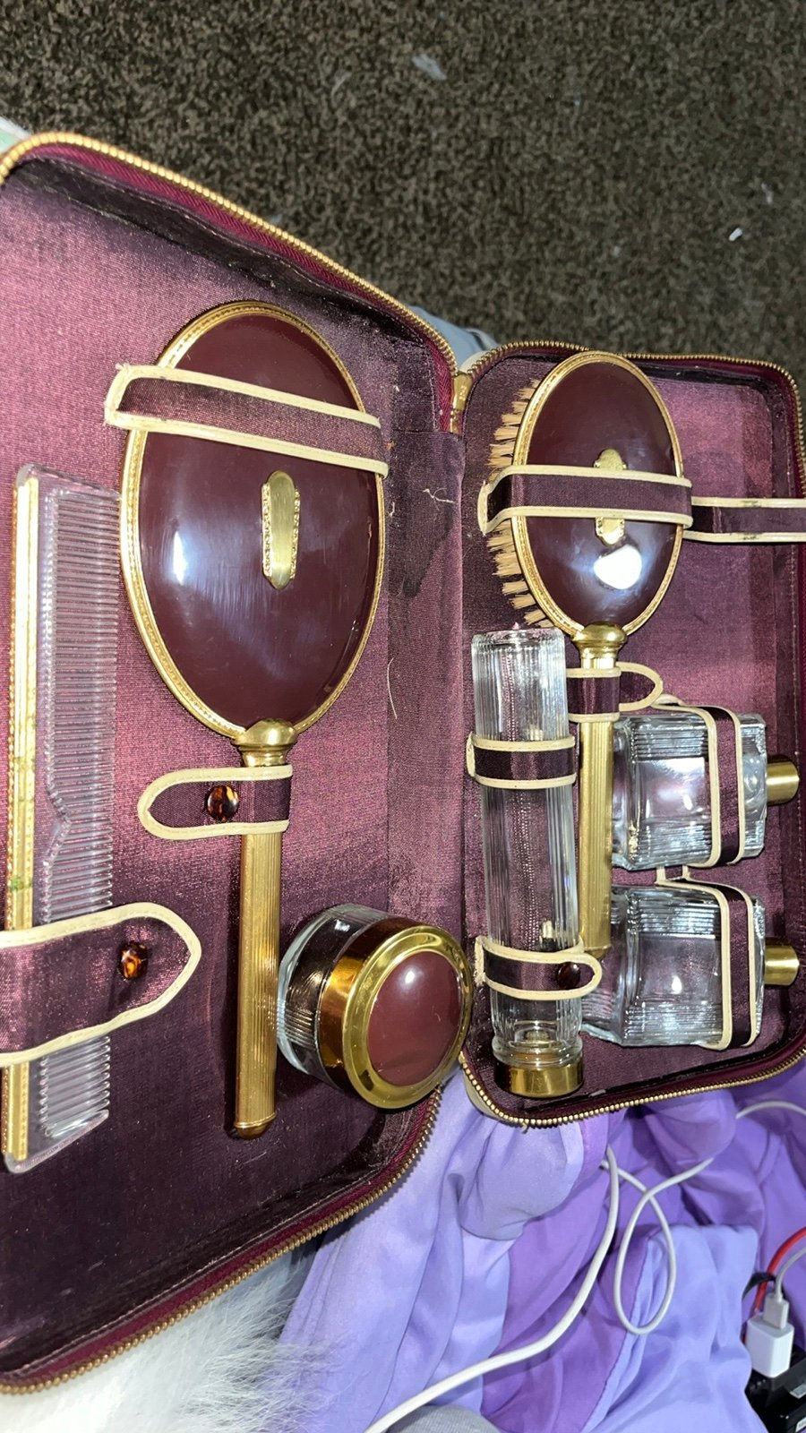 Vintage hair brush & mirror set