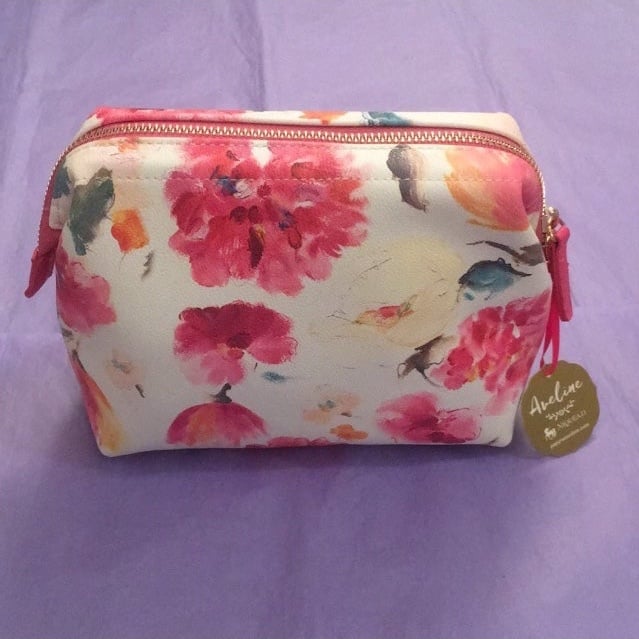 Aveline Papyrus Painted Floral Zippered Bag Cosmetic Storage Pouch NEW