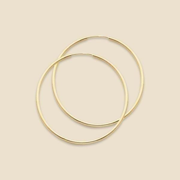 14k Real Gold Hoop Earrings | 1.5 mm Thickness | 35 mm Diameter |