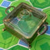 Antique Pyrex Square Glass Serving Dish & Silver-Plated Caddy Holder with