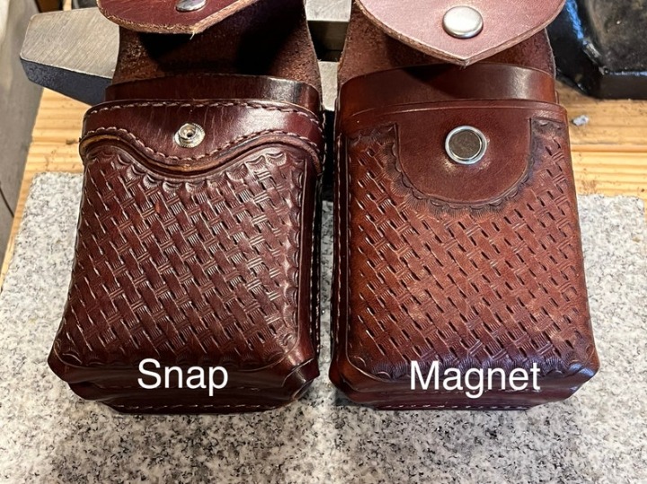 Leather double phone case, double phone holster, magnet, snap closure, belt clip