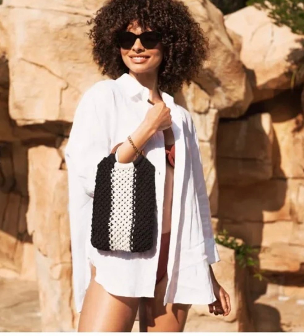 Brand new laude the label gabby mini macrame bag purse clutch