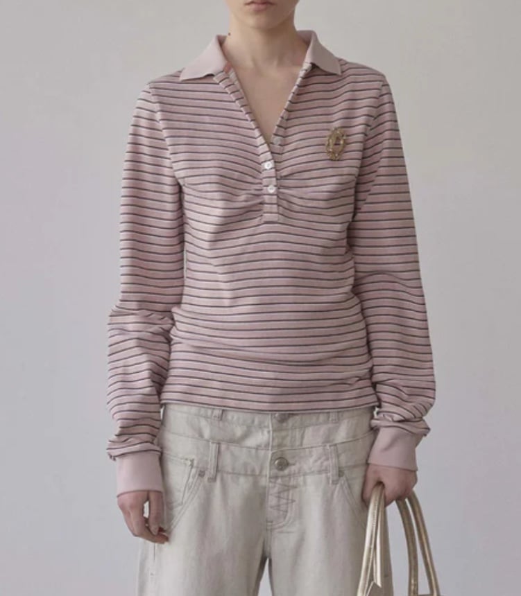 Sculptor Shirring Tennis Shirt Pink