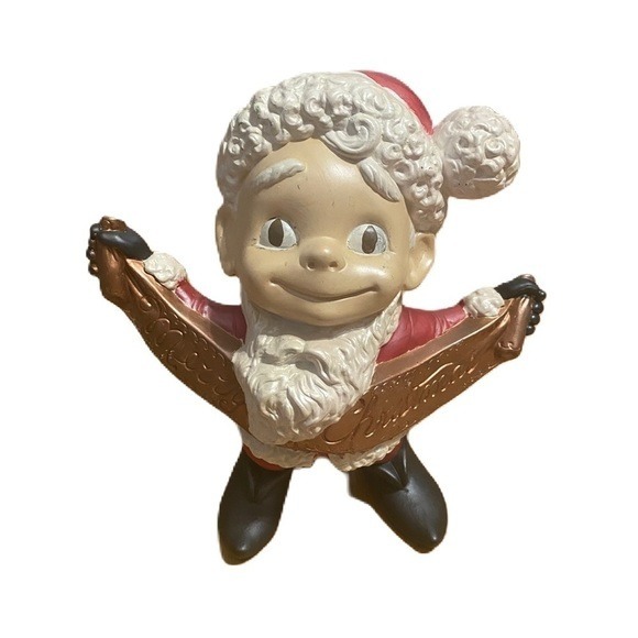 Vintage Santa Claus Elf Atlantic Ceramic Blow Mold Hand Painted Banner