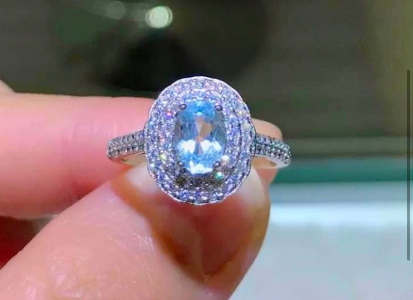 Natural Aquamarine Ring 925