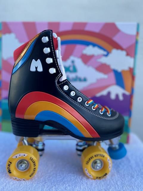 New! Moxi Black Rainbow Rider Roller Skates 8 Men's fits Women's Size 9-9.5