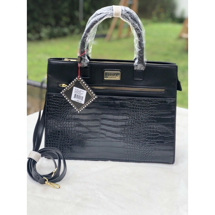 Vera New York Black Satchel Crossbody Ba