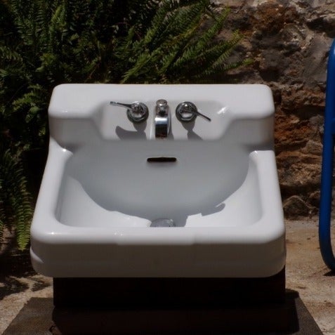 Vintage Mid-Century Cast Iron Porcelain Enameled Sink by Crane