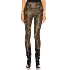 SPRWMN Suede Leather Camo High Waist Ankle 3/4 Leggings Size Small