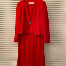 Valentino Suit Skirt Red w/metal silver buckle ,Used and in Good Condition .