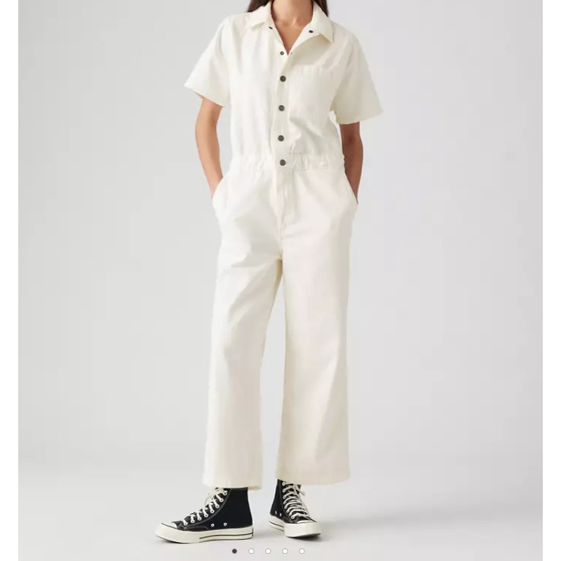 Levi's Heritage Short Sleeve White Denim Jumpsuit Size XL