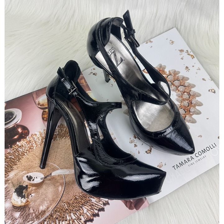 Women's Type Z Monisa Patent Leather Platform Stiletto Heels Pumps Black 8.5